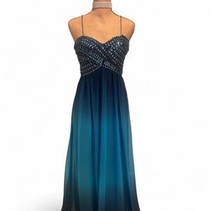 B. Smart Strapless Blue Ombre Dress